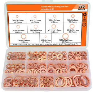 Copper Metric Sealing Washers Assortment Kit 325 Pieces M5 To M20 Flat Gasket Set For Mechanical Sealing - Product Image 1