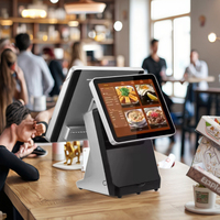 Sistema POS Todo en Uno con Pantalla Táctil Dual de 15.6 Pulgadas, Impresora de Tickets Integrada de 80 mm y Pantalla para Clientes de 11.6 Pulgadas para Hostelería