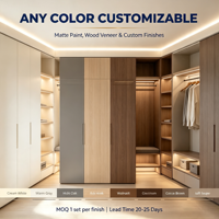 Système de rangement modulaire de luxe entièrement personnalisable pour dressing avec banc LED, mobilier de dressing pour villa, hôtel, chambre à coucher