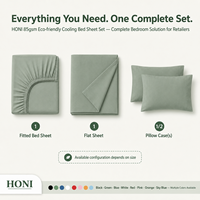 Ensemble de literie HONI Premium Classic Style en tissu polyester, 4 pièces, 100 fils, pour lit double, avec drap plat, pour usage domestique