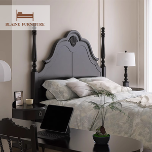 Bắc Âu rắn gỗ đen pháp giường nội thất phòng ngủ thiết kế hiện đại duy nhất vua nữ hoàng kích thước đầy đủ giường khung đôi giường đặt - Product Image 3