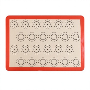 2-Piece Silicone Baking Mat Half <b>Sheet</b> 13x18 Inches Non-Stick Bisphenol a Free Oven Safe Dishwasher Safe Red Frame - Product Image 2
