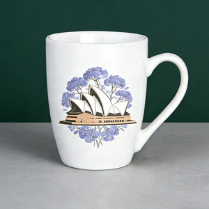 Mug en céramique personnalisé de l'Opéra de Sydney - Tasse à café blanche de 12 oz avec motif floral, souvenir d'Australie - Product Image 2