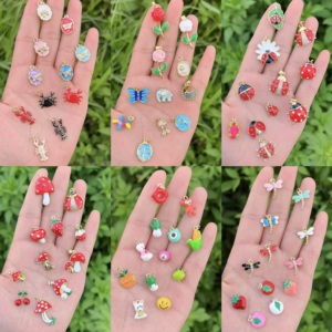 BD-L5295 Chất lượng cao tôm hùm Mặt dây chuyền đầy màu sắc hoa bướm Mặt dây chuyền men chuồn chuồn bọ rùa quyến rũ - Product Image 1