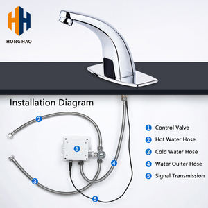 Robinet automatique à capteur infrarouge <span class=keywords><strong>en</strong></span> alliage de zinc, eau froide, 3 voies, à poser sur comptoir, finition chromée, débit 16-28L/min - Product Image 6