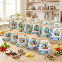 24 boîtes de cadeaux pour fête sur le thème du surf, sacs de goodies de plage, sacs de fête d'été pour centre de table de 1er anniversaire, fournitures de fête prénatale bohème bleue