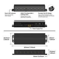 Hub de charge USB-C PD 45W à 8 ports, PDU 360W, station de charge rapide multi-ports, station d'alimentation verrouillable pour ordinateurs portables, tablettes, smartphones