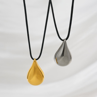Nouveau Collier Dazan 2027 Tendance INS en Acier Inoxydable Plaqué Or 18 carats Anti-ternissement avec Pendentif Goutte d'Eau Vintage et Cordon Noir