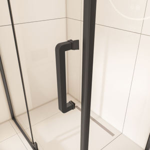 Mampara de Ducha con Marco de Aluminio Pintado en Negro y Puerta Corredera de Vidrio <span class=keywords><strong>para</strong></span> Hotel, Perfil de Pared <span class=keywords><strong>para</strong></span> Bañera, Vidrio Templado - Product Image 4
