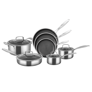 11 Parça Yapışmaz 3 Katmanlı 18/10 Paslanmaz Çelik Derin Kızartma Tavası Çorba Tenceresi Petek Desenli Üç Katmanlı 304/316 Paslanmaz Çelik Tencere Seti - Product Image 1