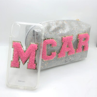 Offre Spéciale : Patchs Brodés Personnalisés en Chenille, Motif Floral, Bordure Découpée au Laser – Lettres A-Z Scintillantes, Échantillon en 1 à 3 Jours, Étui de Téléphone/Pochette OEM