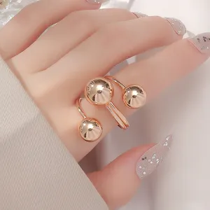 个性化时尚水钻戒指韩版设计合金金属球水晶戒指女