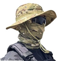 Casquette tactique de randonnée IRONDONKEY pour l'extérieur, été, alpinisme, protection solaire, bord rond, masque facial, ensemble deux pièces