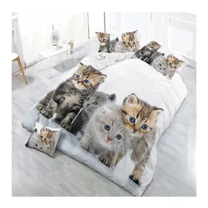 動物寝具セット3D/寝具シーツセットベッド、猫柄ダブル寝具セット