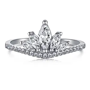 Dylam 925 3925 1set anello per coppie anelli da Cocktail in argento Sterling originali abito da sposa solido corona di gioielli cubici