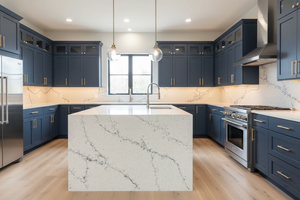 100% VIETNAM ARTIFICIAL QUARTZ CALACATTA BOSTON IVY 20mm Thick Big Slab Eco-Friendly Modern Hotel Hospital Kitchen Table Top - Product Image 2