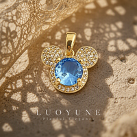 Collier Mickey Exquis LUOYUNE Plaqué Or 18K, 3 Couleurs Disponibles, Zircon 5A Pavé, Laiton Écologique, Ensemble de Bijoux Tendance, Idéal Cadeau