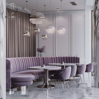 Juego de Muebles de Cafetería, Mesa Redonda de Mármol con Sillas Semicirculares, Sofá y Asientos para Cafetería