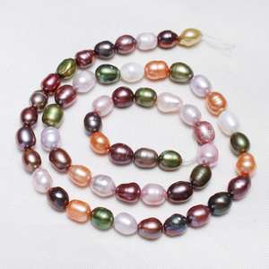 Perles de perles d'eau douce de pomme de terre de culture à la mode Offre Spéciale couleurs mélangées 5-6mm trou: 0.8mm vendu par brin de 15.7 pouces - Product Image 1