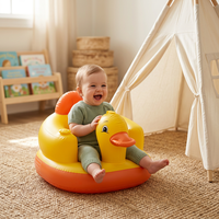Chaise de canapé pour bébé, siège de bain gonflable imperméable avec motif de canard musical, avec boîte à musique, portable, 0.35kg