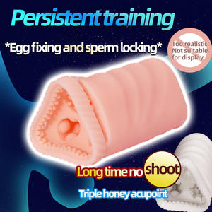 Désensibilisation retardée à trois canaux pour hommes balle Vibration avion tasse formateur peau douce simule le masturbateur à anneau de sperme - Product Image 4