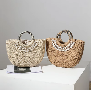 กระเป๋าถือประดับเปลือกหอยทำจากกระดาษทรงพระจันทร์ครึ่งดวงสไตล์โบฮีเมียนใหม่2025ฤดูร้อน - Product Image 3