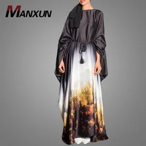 2019 Pittura di Paesaggio di Stile Cinese Plus-Size Abaya Abiti Elegante bella Vestiti Musulmani di Dubai Nuovo Visual Design Kebaya