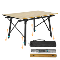 Table de camping pliable en aluminium léger, table de camping portable d'extérieur avec hauteur réglable pour pique-nique, plage, barbecue