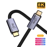 Fil tressé plaqué or OEM 100W PD Charge rapide 10Gbps 8K 60HZ USB Gen2 Type C Boîtier en aluminium avec gaine en nylon pour ordinateur