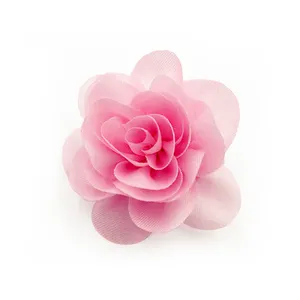 Best Price Mini Satin Flower Pink Satin Layered Flowers Hair Accessories Organza Ribbon Flower