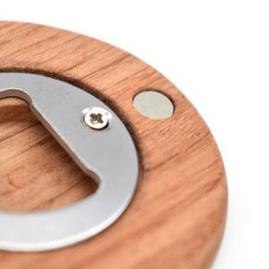 Magnetic Custom Beer Bottle Opener Round Red Pearwood Magnetic Fridge Magnet Bottle Opener - Product Image 4