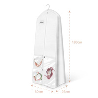 Housse de rangement portable anti-poussière pour robe de mariée en tissu non tissé avec poches