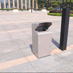 Contenedor de <span class=keywords><strong>Basura</strong></span> de Acero Galvanizado de 90L para Exteriores con Puerta con Cerradura y Tapa Impermeable, Contenedor de <span class=keywords><strong>Basura</strong></span> Comercial Resistente de Metal para Espacios Públicos - Product Image 3