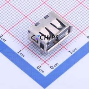 U-A-24DD-Y-14 USB Connector Bent Lead Through Hole Connector Type-A USB 2.0 Female Right Angle Insert - Product Image 1