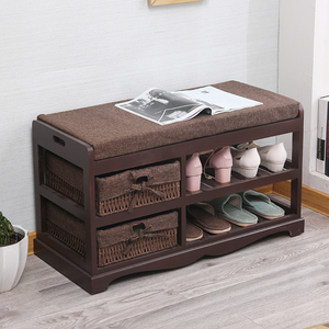 Bán Buôn Tùy Chỉnh Ngồi Đồ Nội Thất Phòng Gỗ Rắn Kệ Giày Giá Bằng Gỗ Giày Băng Ghế Dự Bị/Ghế Đệm - Product Image 6