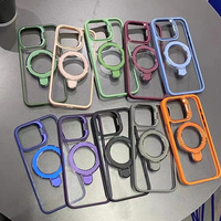 Étui de protection magnétique en métal avec support et film de protection d'objectif Promax pour iPhone 16 13 12 14 15 17 18 Pro Max