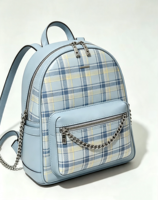 Sacs à dos pour ordinateur portable style coréen, motif étoile bleu à carreaux, légers, style preppy et masculin, sacs d'école