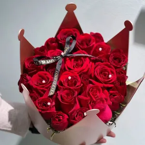 Caixas de presente rosas à prova d'água para o Dia das Mães Caixa de flores de luxo criativa rainha coroa