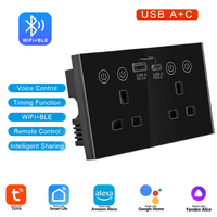 Prise murale intelligente Wi-Fi 13A standard britannique avec interrupteur tactile en verre et moniteur de puissance USB Type C