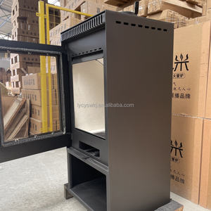 Chimenea vertical con inserto de acero moderno Shimi, chimenea de madera de biomasa para uso en interiores en la sala de estar - Product Image 6