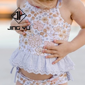 Maillot de bain deux pièces à bretelles imprimé hawaïen de haute qualité OEM Personnalisé Polyester recyclé Bikini pour enfants - Product Image 5