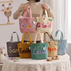 Sac à main en velours côtelé personnalisé, sac à bandoulière en coton tressé, sac fourre-tout léger pour les voyages et l'usage quotidien - Product Image 2