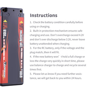 SUNPADOW <span class=keywords><strong>7.4V</strong></span> 2S 쇼티 리포 배터리 6100mAh 70C RC 차량에 대한 XT 총알 하드 케이스 자동차 트럭 트럭 트럭 보트 탱크 버기 - Product Image 2