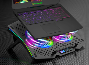 Refroidisseur de support pour ordinateur portable en gros d'usine avec 7 modes RVB + 6 niveaux de vitesse du ventilateur + LCD convient au refroidisseur d'ordinateur portable 10-18 - Product Image 4