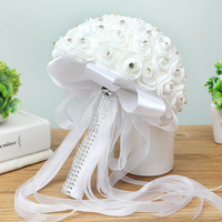 Nouveau bouquet de roses artificielles pour mariage, bouquet de mariée blanc pour mariage, fleur à tenir à la main