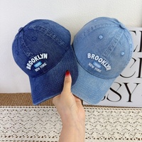 Gorra de Béisbol Vintage de Mezclilla Lavada con Bordado de Letras, Unisex, Nueva, Versátil, Estiliza el Rostro, Sombrero para el Sol de Otoño, a la Moda