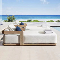 Meubles modulaires d'extérieur en teck pour hôtel moderne, style nordique, canapé pour cour, jardin, villa, terrasse, concept de vie élégant
