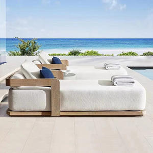 Sofá Modular de Madera de Teca para Exterior de Ocio Nórdico para Patio Jardín Villa <span class=keywords><strong>Terraza</strong></span> Diseño Elegante Concepto de Vida al Aire Libre - Product Image 3