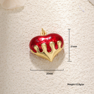 Enamel Lava Heart Charms Collection | 18K PVD Gold Plated Brass Trendy Pendants for DIY Necklace, <b>Bracelet</b> & Jewelry Making - Product Image 6
