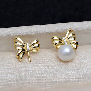 Boucles d'oreilles en argent S925 pour femmes, style aiguille droite personnalisé avec 8-9 accessoires de perles DIY, article suspendu pour cheveux 3916 - Product Image 1